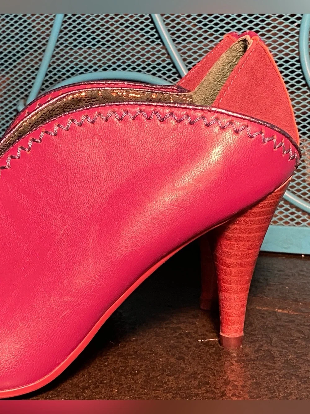 Irregular Choice Poetic License ankle bootie shoes,pink/purple leather,EUC, US 7